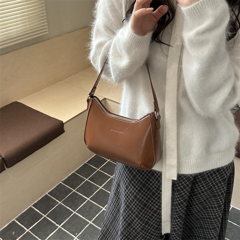 Women Vintage Simple Armpit Shoulder Bag Fashion Daily Small Square Dumpling Bag
