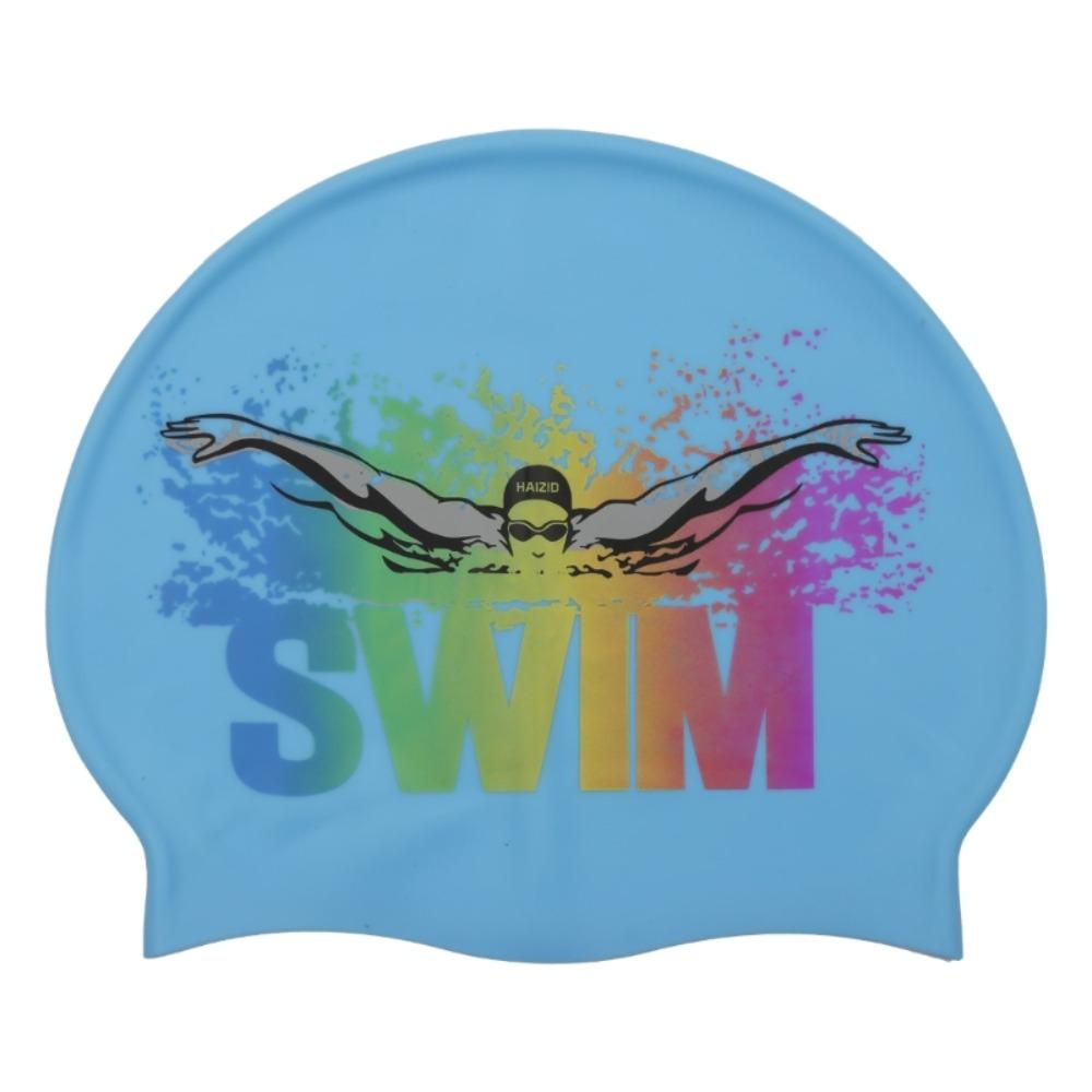Hair Elastic Bathing Caps Letter Swim Cap Swimming Caps Elastic Diving Hat Silicone Swimming Hat