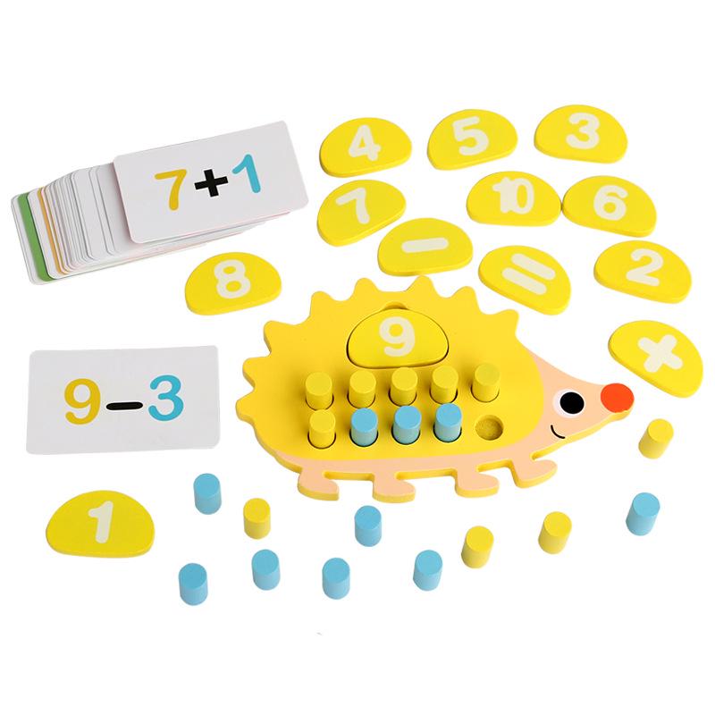 3D Kindergarten Hedgehog Blocks: Montessori Decimal System Wooden Math Toys