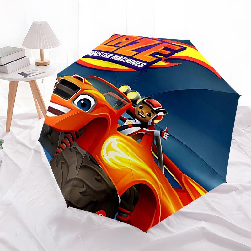 Blaze, Monster Machines Automatic Opening and Closing, 8 Rib Structure Portable Umbrella, Suitable for Men and Women In All Seasons Perfect