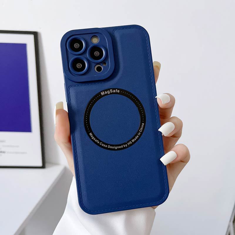 Luxury Magnetic Magsafe Wireless Charge Phone Case for iPhone 13 12 11 14 15 Pro Max 15 Plus Leather Silicone Shockproof Cover
