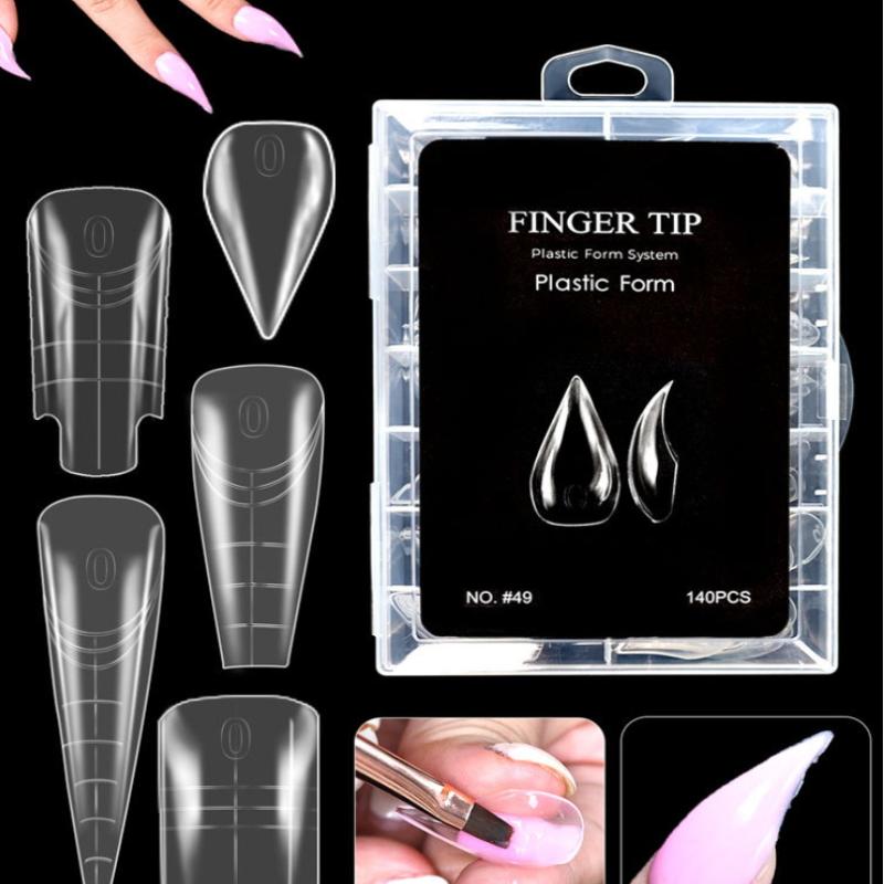 Eagle'S Talon 120/140 Pcs Short Curved Stiletto False Nail Tips Clear Soft Fake Nails Extensions For Diy Nail Salon Manicure