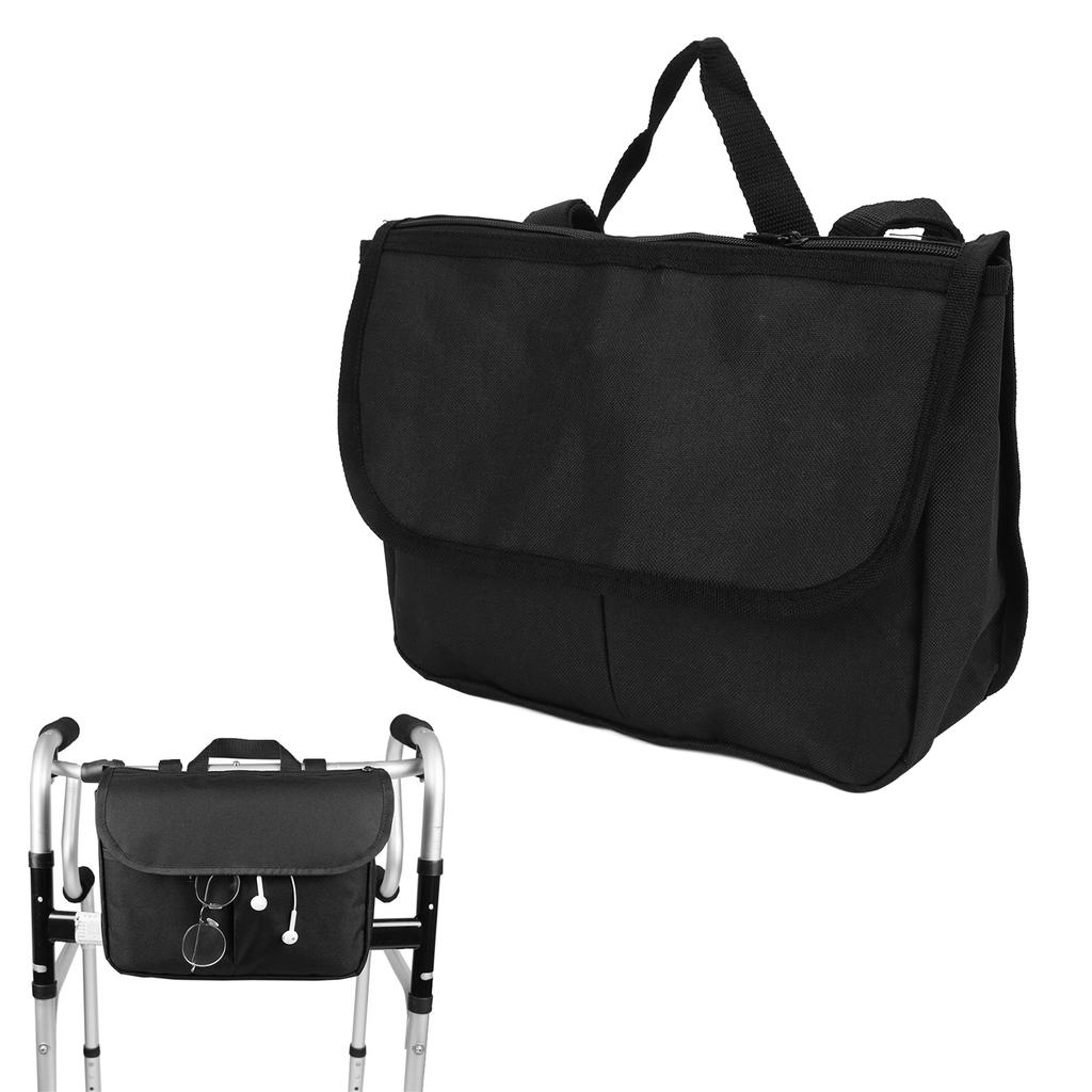 Walker Bag 600D Encrypted Polyester Fabric 3 Large Pockets Light Weight Scooter Wheelchair Storage