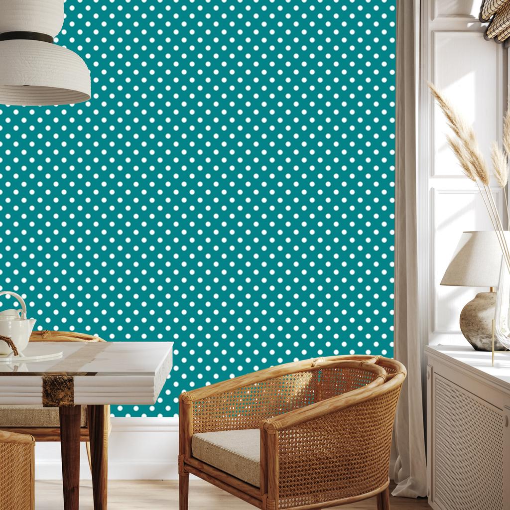 Dots Wallpaper, Turquoise Top, Turquoise Bottom for Living Room and Bedroom 50x1000