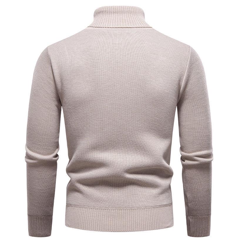 Men's Autumn-Winter Plus Velvet High Neck Sweater - Warm, Thick Knitwear for Middle-Aged Dads