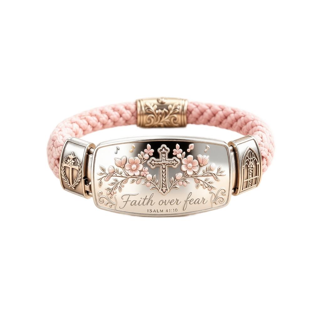 Bracciale a Croce Gioielli per Donne Uomini Acciaio Inossidabile Fascino Perline