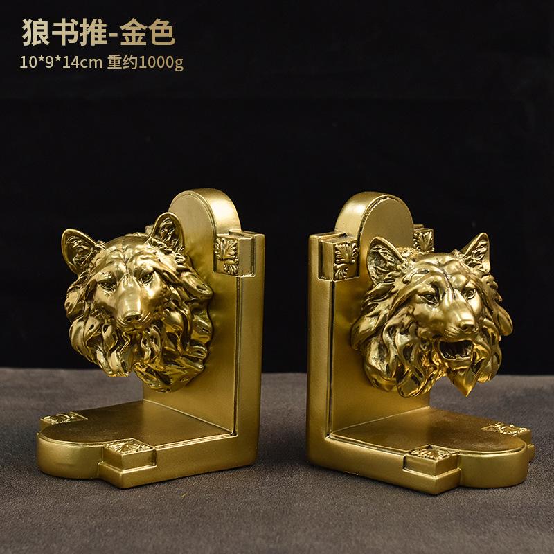 Imitation Copper Tiger Head Book Push Bookend Resin Handicraft Ornament Model Room Office Animal Decoration