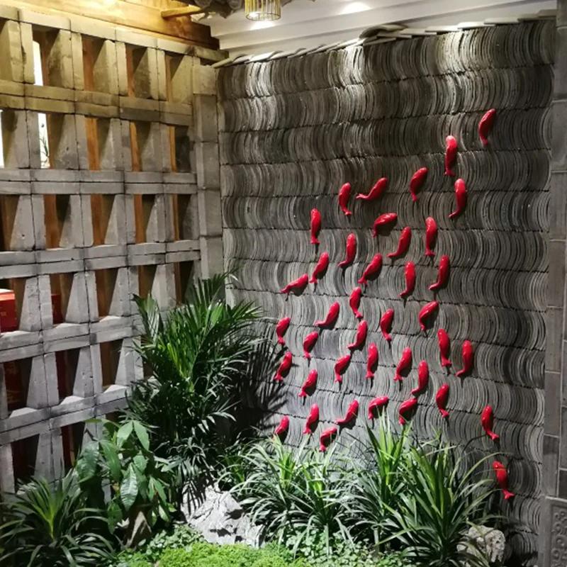 Ceramic Swimming Fish Hanging Wall Decoration Carp Background Living Room Decor Aesthetic Room Decoration Accessories