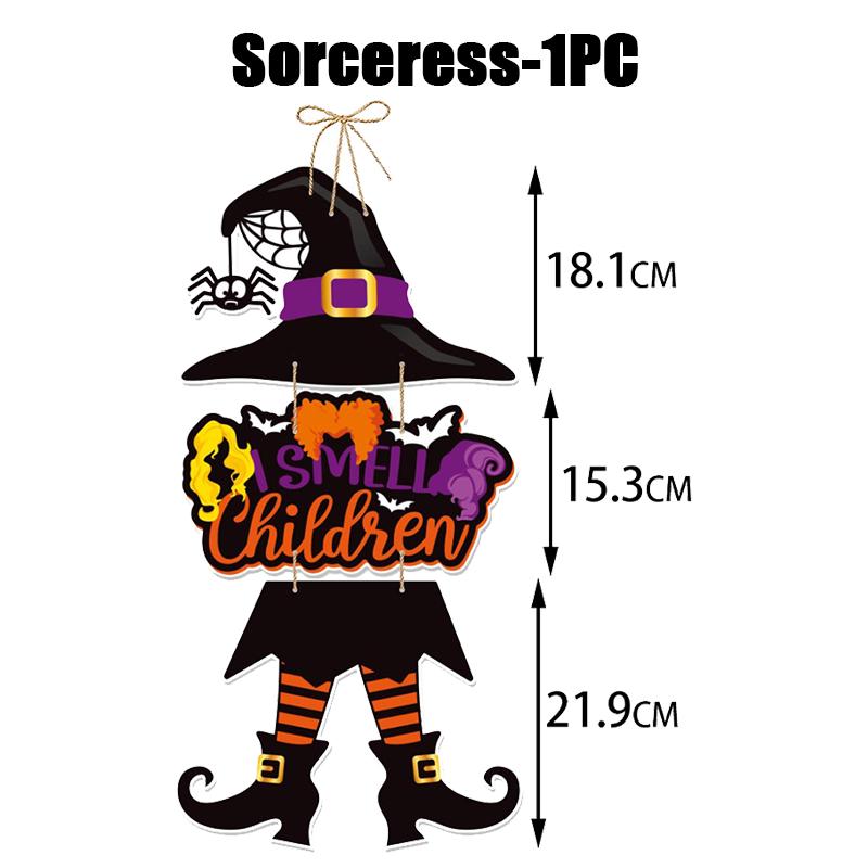 Halloween Ghost Black Cat Pumpkin Door Hanging Sign Decorations Happy Halloween Front Door Hanger Yard Wall Home Decor