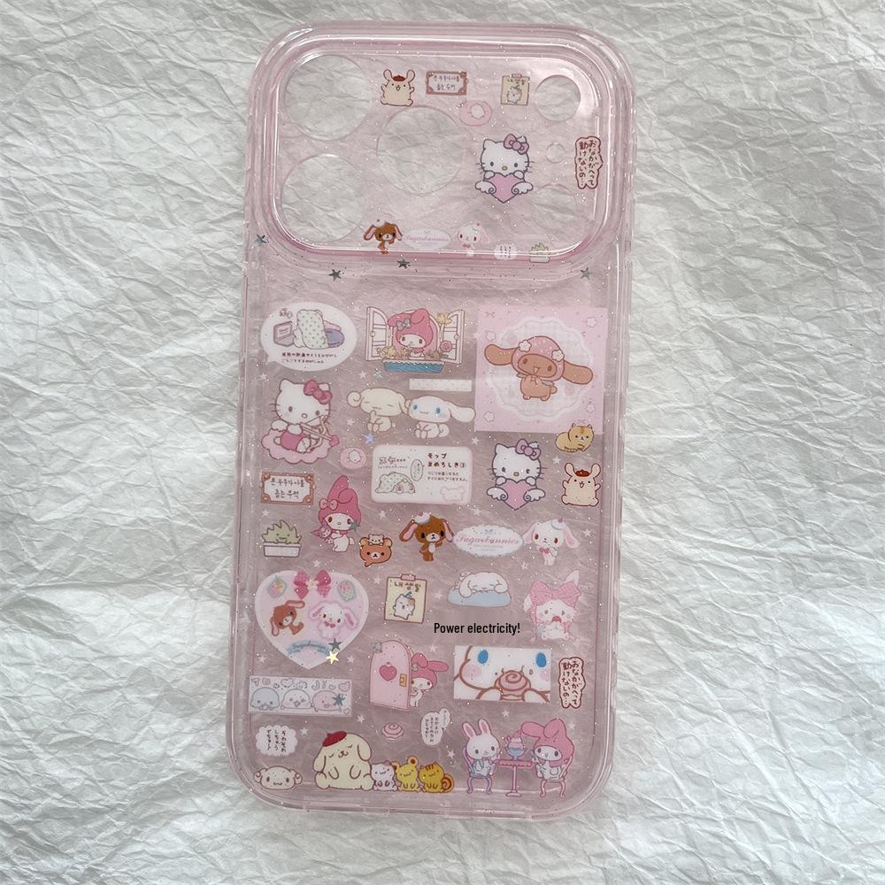 Pink Cartoon KT Cat Anti-Fall iPhone 14/13 Pro Max Case