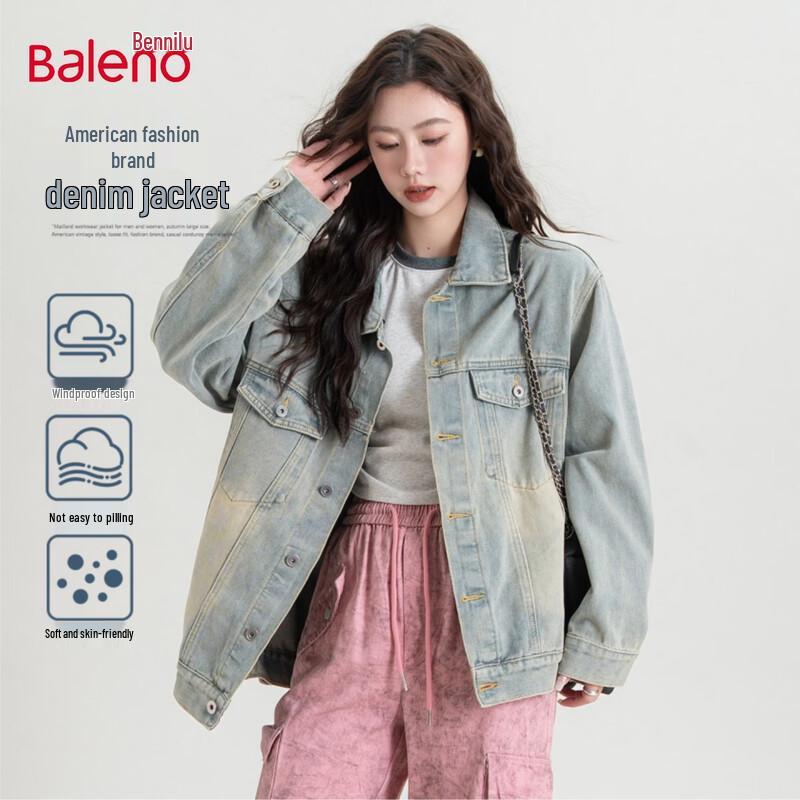 Baleno Women s Retro Washed Denim Workwear Jacket M