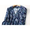 Foreign Trade Original Order Loose Plaid Ethnic Print V Neck Cotton Silk Shirt Women's Long-Sleeved Artificial Cotton Pullover Shirt