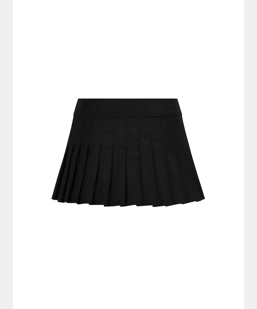 Soea Wrap Pleats Lace Skirt Pants (Black)