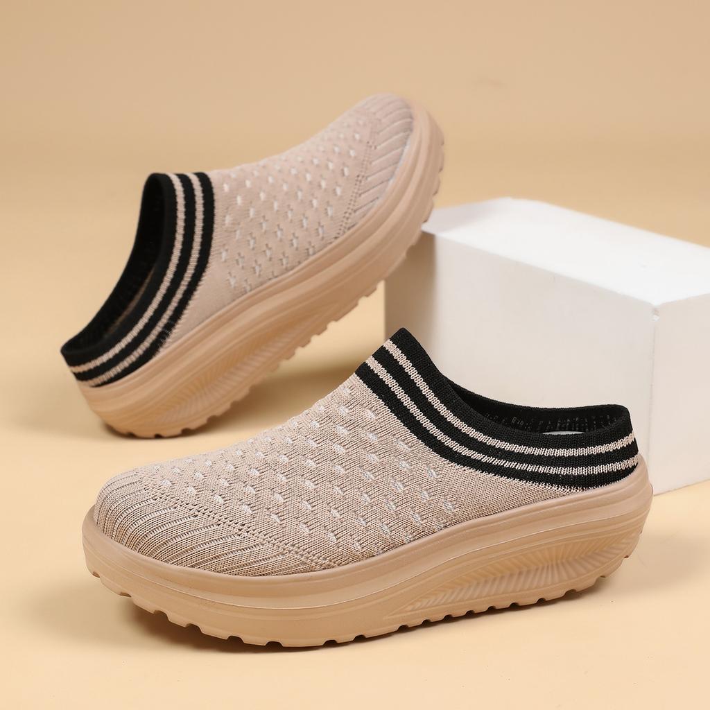 TUINANLE Platform Thick-soled Slippers for Women Retro Wear Half-slippers Spring and Autumn Casual Comfortable One-foot  Shoes