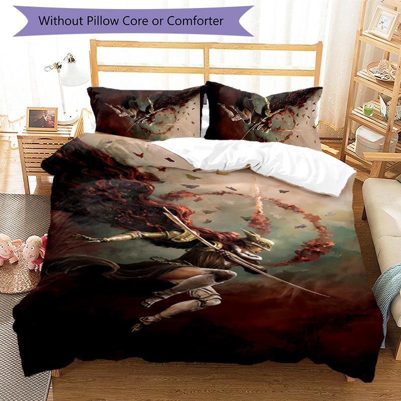 3pcs Game E-ELDEN R-RING pattern bedding set duvet cover set includes duvet cover &pillowcases, perfect all season bedroom decoration & gift
