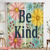 2pcs 2D Flat Printing Window Curtains Daisy Floral Be Kind Metal Sign Fabric Without Electricity Festive Wall Decor Perfect for
