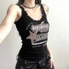 New Niche Metal Rivets Contrasting Color Printed Camisole Summer Niche Tops