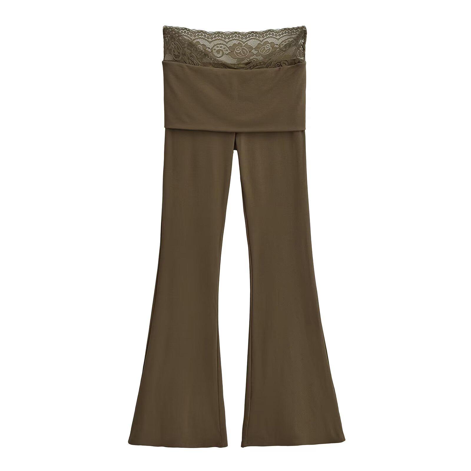 

Pure Desire Autumn Slim-Fit Women s Micro-Flare Lace Patchwork Low-Rise Pants S (Recommended for 45-51 kg)