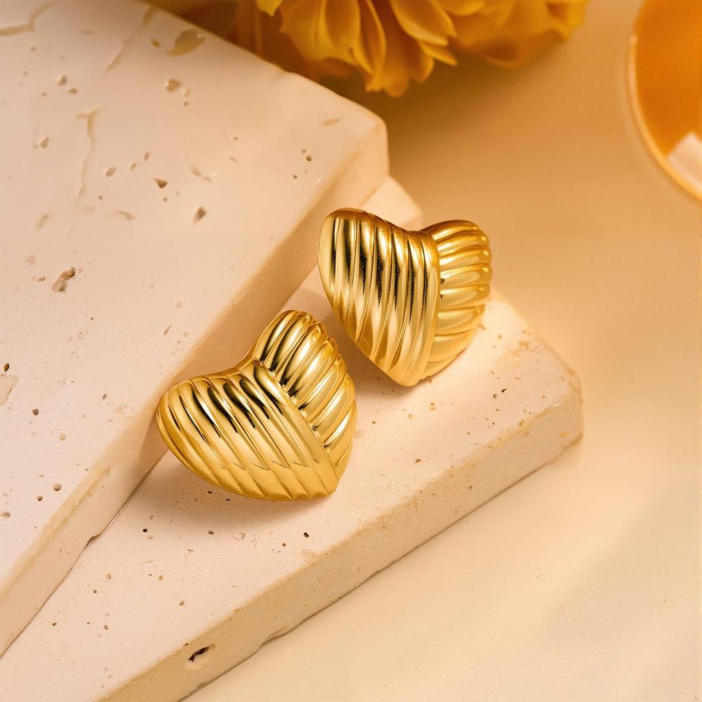 Geometric Irregular 18k Gold Titanium Steel Earrings for Women