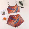 Women's Halloween Set With Retro Floral Print Suspender Sleeveless Vest Shorts Pajama Set