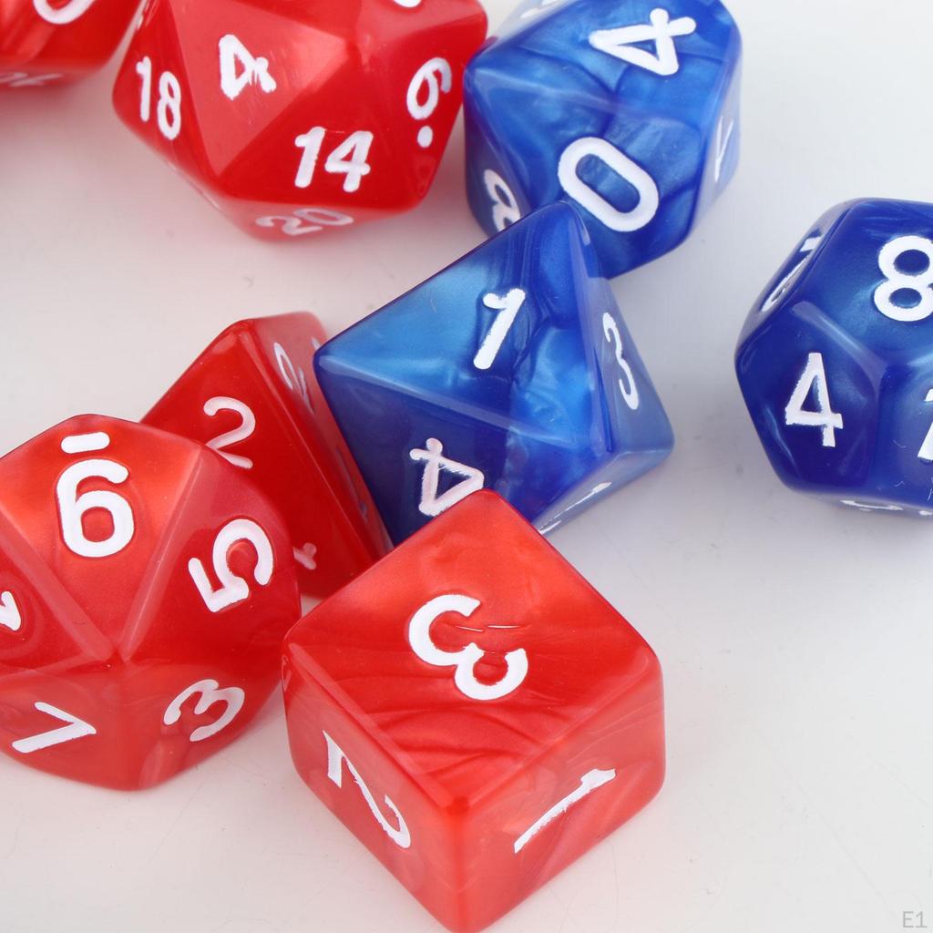 14 Pieces Polyhedral Dices Set Acrylic D4-d20 Game Playing Multi Sided for