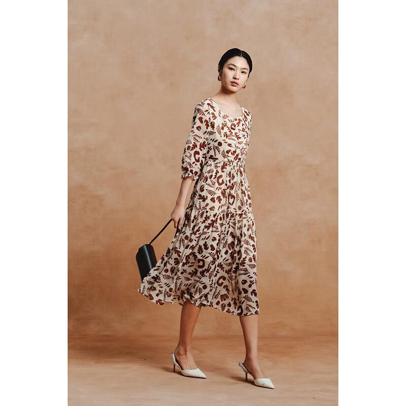 

Goji Women s Printed A-Line Mid-Sleeve Maxi Dress M