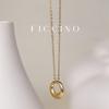 Classic Elegant Gold-Plated Titanium Steel Donut Pendant Necklace Women Jewelry Golden Stainless Steel Lock Collarbone Chain Dance