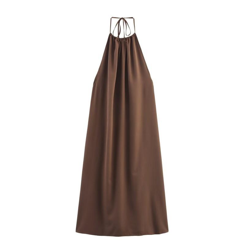 European American Women s Clothing Summer Retro Backless Sleeveless Collar Dress XS