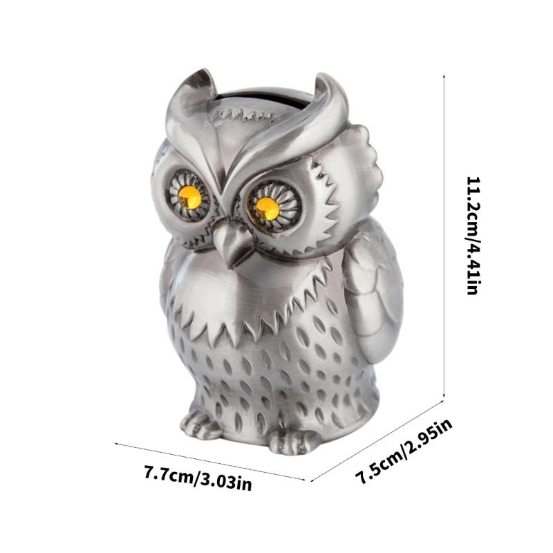 Eulenform Spardosen Dekorative Metall Münzaufbewahrung Organizer Glas mit leicht zugänglicher Basis Kindersicherheit Abgerundetes Design