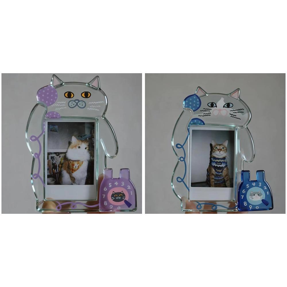 

Transparent Acrylic Cat Photo Frame Animal Shape Photo Collection Frame Office 2PCS/SET