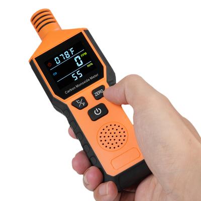 3-v-1 přenosný detektor oxidu uhelnatého Alarm oxidu uhelnatého napájený bateriemi Ruční monitor teploty a vlhkosti CO detektor