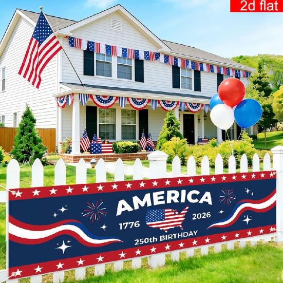 250th Anniversary Banner 6.5x1.5ft 250 Years of Freedom American Patriotic Decoration