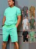 Men's Trendy Multi-pocket Sports Set: Short-sleeved Top & Casual Five-point Shorts