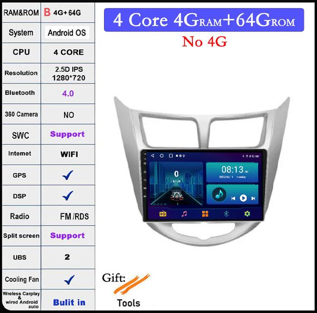 9 Lnch For Hyundai Solaris 2010 -2016 2.5D Touch Screen Car Radio Video Multimedia Navigation GPS IPS 4G Wifi Stereo Auto