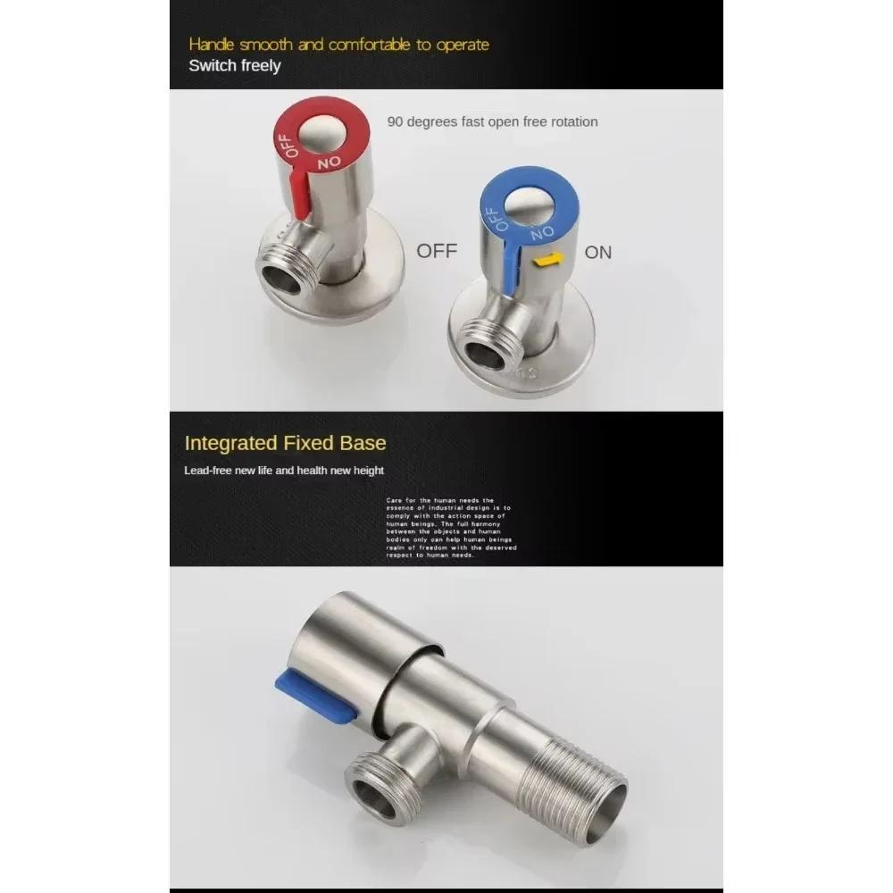 Válvula de Entrada Caliente Fría de Acero Inoxidable Válvulas de Ángulo de Llenado de Inodoro Grifo Calentador de Agua para Lavabo Fregadero Accesorios de Cocina Baño