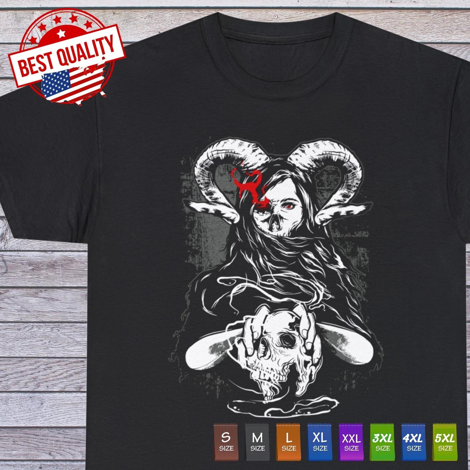 Woman Demon Goat T Shirt Creepy Horror Skull Clothing Creepypasta Tee Demon S