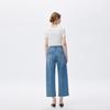 Fengmao Women's Lycra Raw Hem Straight-Leg Jeans