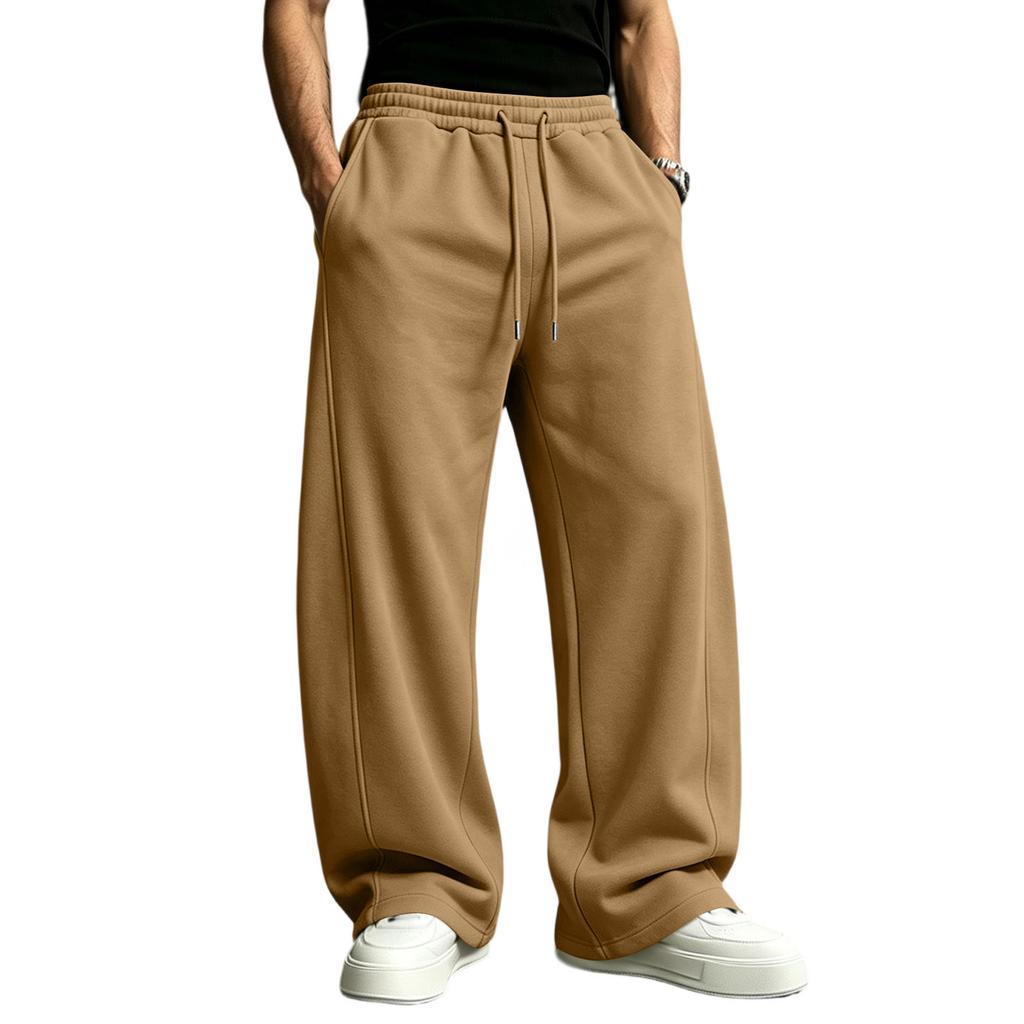 Men's Casual Straight Leg Joggers with Elastic Waistband and Drawstring for Everyday Wear