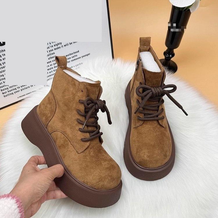 Suede Martin boots winter new small thick-soled heightening piled thickened snow cotton boots