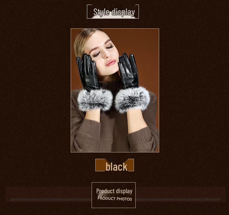 Women’s Winter Touchscreen Sheepskin Gloves - Warm, Windproof, Fur-Lined for Driving, Skiing, Riding