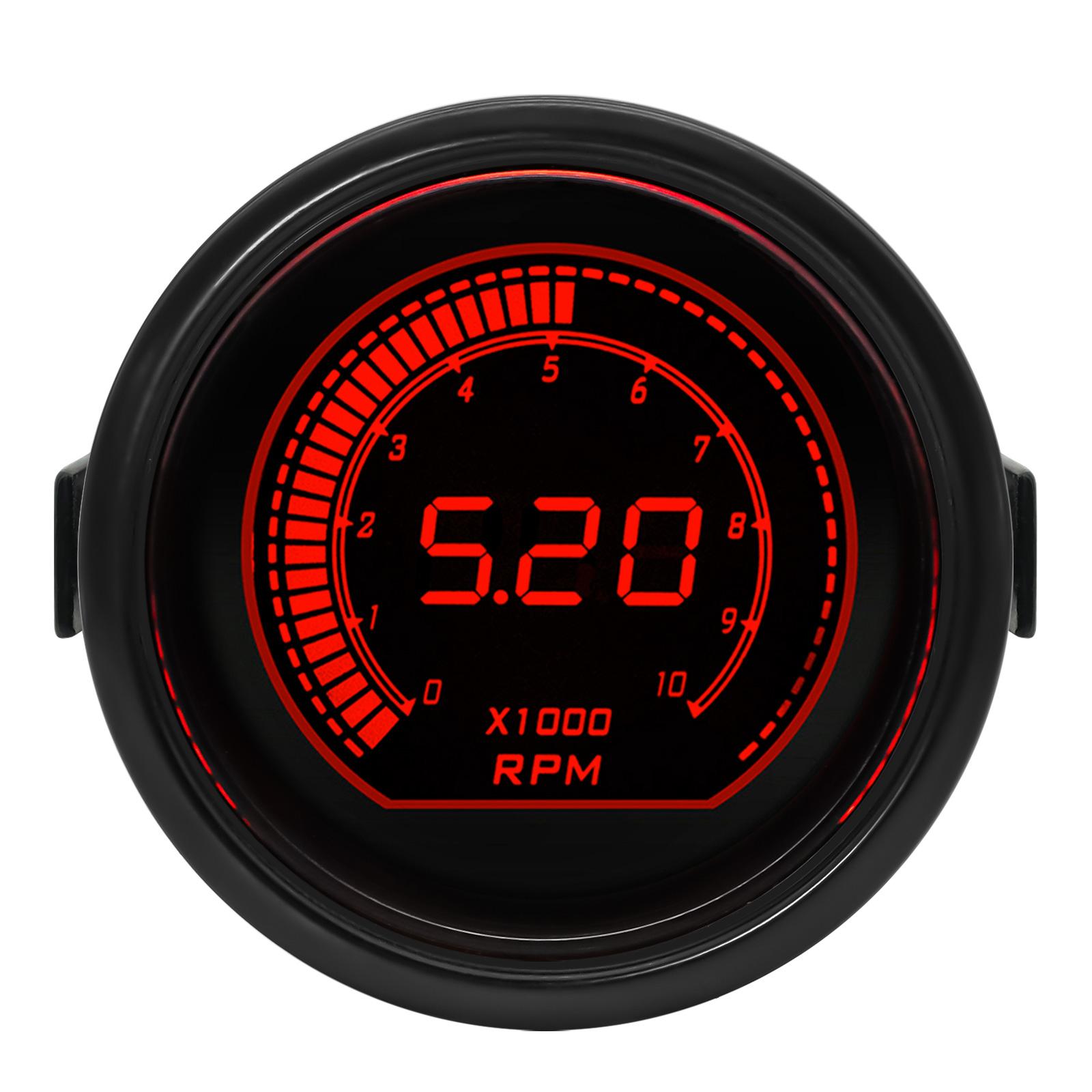 

52MM Digital LCD Water Temp RPM Air Fuel Ratio Oil Press Oil Temp Vacuum Boost PSI Voltmeter Exhaust Car Red Blue Dual LED Meter