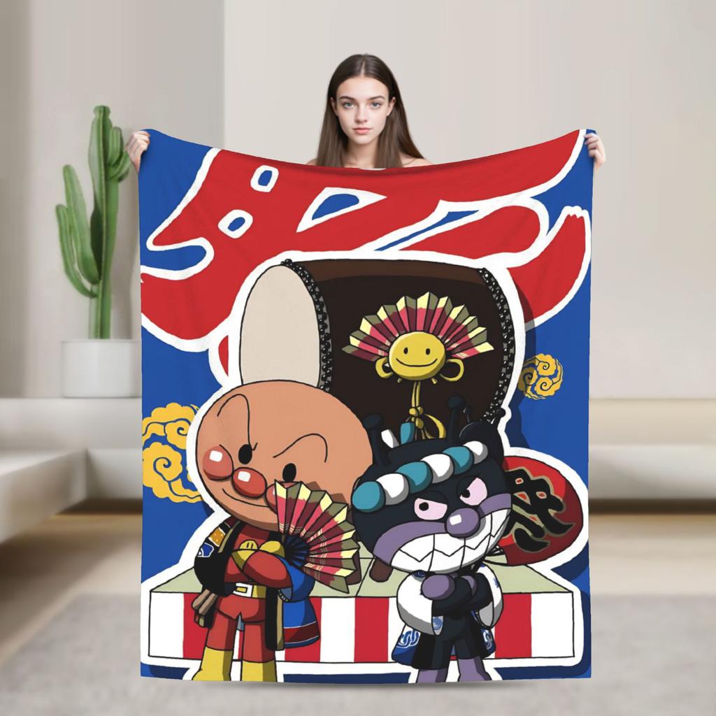 Baikinman Anime  Flannel Blanket  Warm Throw Blanket for Couch Chair Camping Fashion Bedspread Sofa Bed Cover