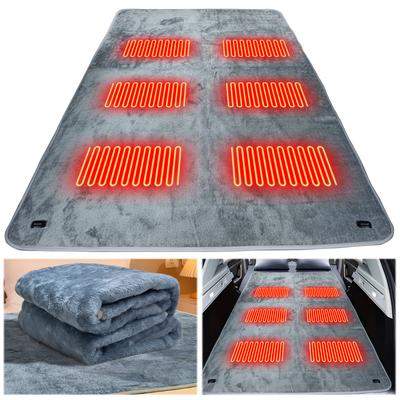 Intelligent 6-Zone Heating Pad Camping USB Heated Sleeping Mat 180cm*150cm Plush Electric Blanket for Car Outdoor Travel Hiking
