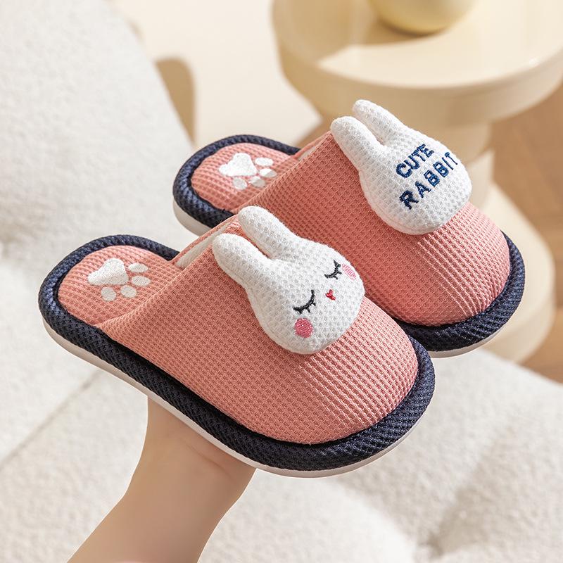 Süße rutschfeste Baumwollhausschuhe für Kinder - Prinzessinnen- & Hasen-Designs, Perfekt für den Innenbereich im Herbst/Winter