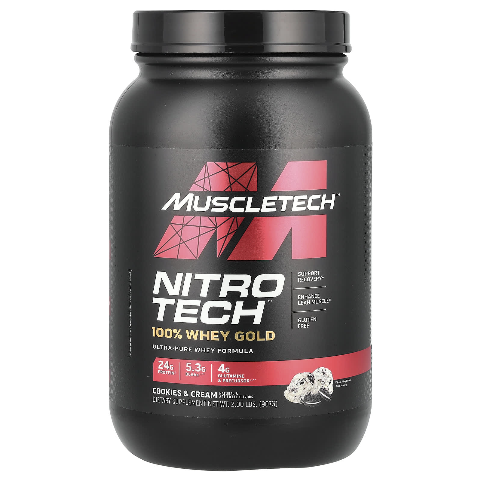 

MuscleTech, Nitro Tech, 100% Whey Gold, Cookies and Cream Flavor, 2 lbs (907 g)