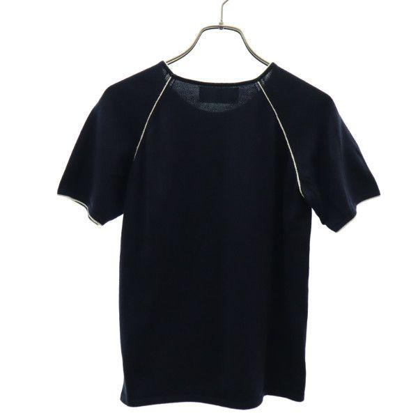 BALLANTYNE Made In the UK Short Sleeve Cotton Knit Cut Navy Women Used
