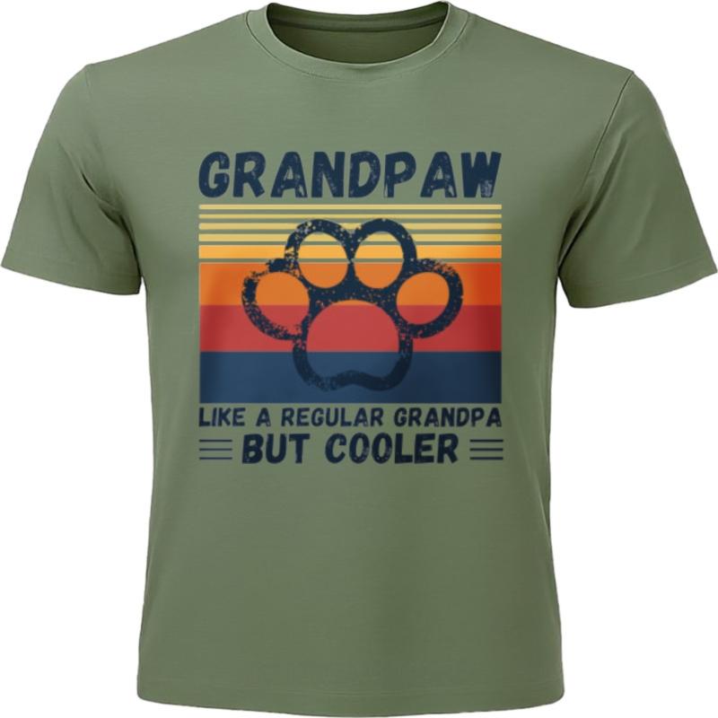 Soft For Unisex Summer Tshirt Oversized Grandpaw Paw Print Retro Design Cool Grandpa Style Trendy Unisex Tops Workout Tshirt