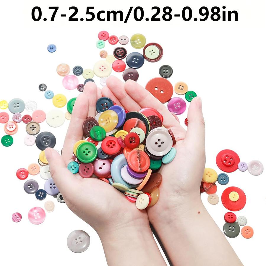 60/120/240pcs Color Round Resin Button 0.7-2.5cm Assorted Sizes for DIY Crafts Sewing & Knitting Projects Household Sewing JXB