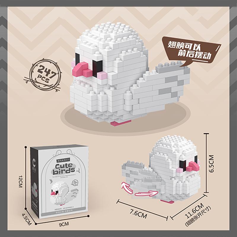Moe Bird Series Building Blocks Model Cartoon Cute Parrots Sparrows Animal Assembly Bricks Home Decoration Toys Christmas Gifts