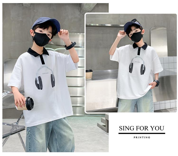 Boys' short sleeved summer clothes 2026 new item, CUHK boys' summer letter printed T-shirt, thin base shirt